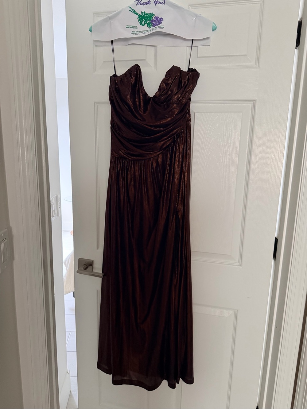 Fashion Nova Brown Strapless Draped Maxi Dress